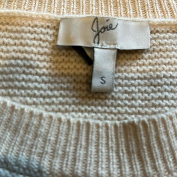 Joie blue and cream, striped cashmere wool sweater with eyelet layer size small - Picture 5 of 8